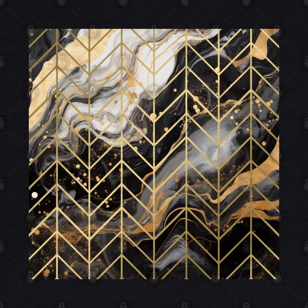 Black & Gold Marble Chevron by Creating Happiness